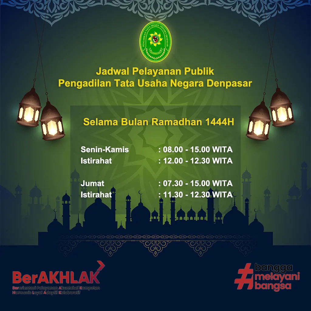 Jam Kerja Pelayanan Publik Selama Bulan Ramadhan 1444H